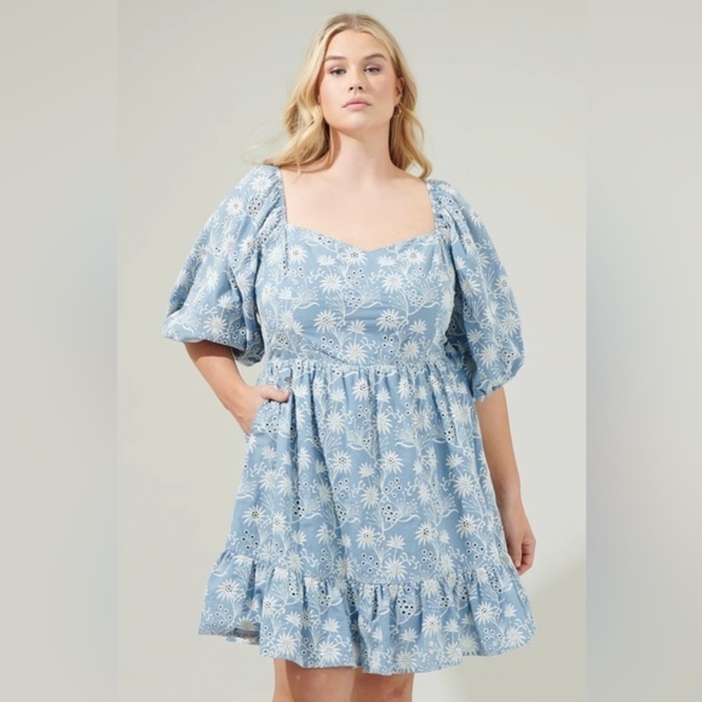 NWT Moonflower Eyelet Evy Sweetheart Mini Dress Curve - Picture 2 of 11